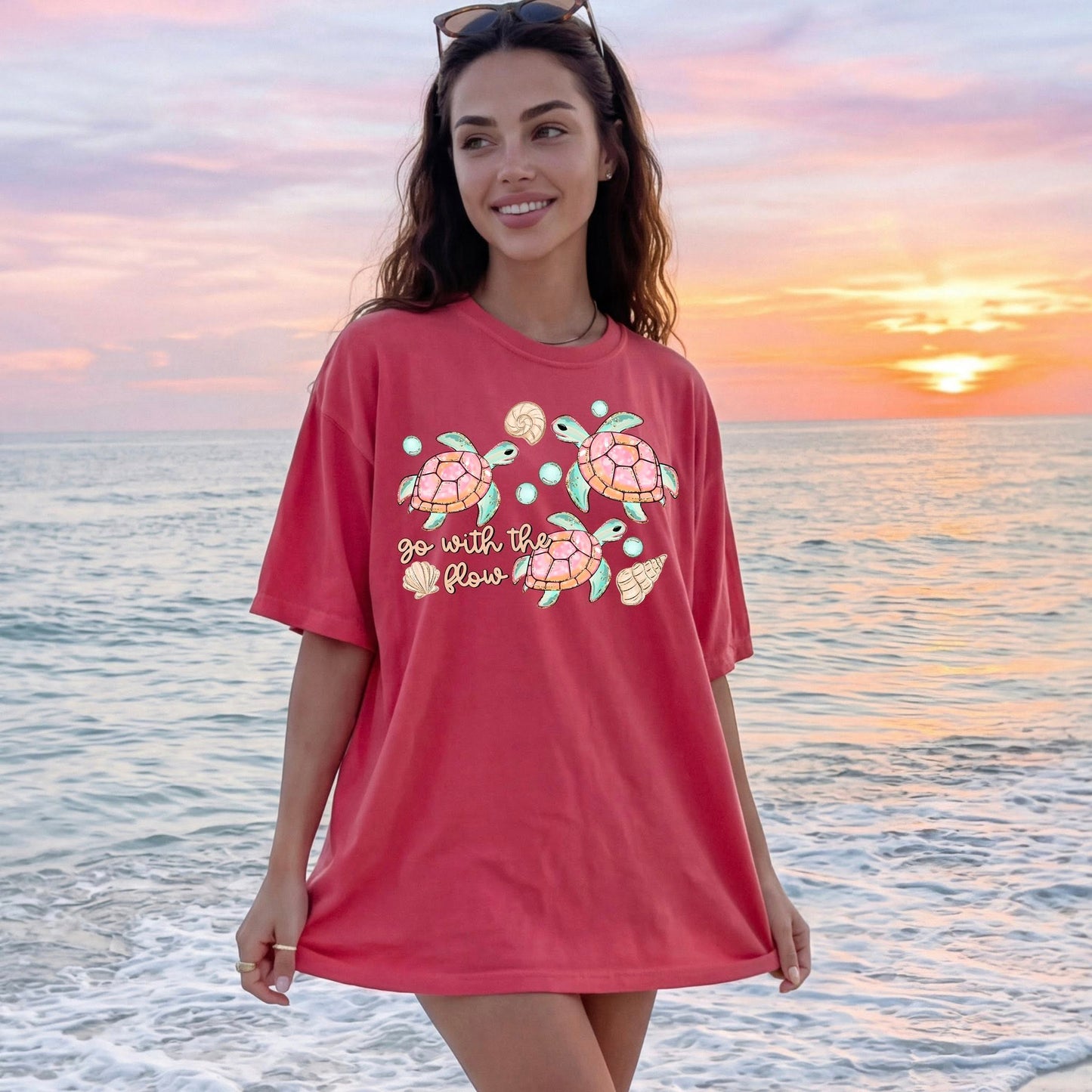 Pink Turtles Go With The Flow