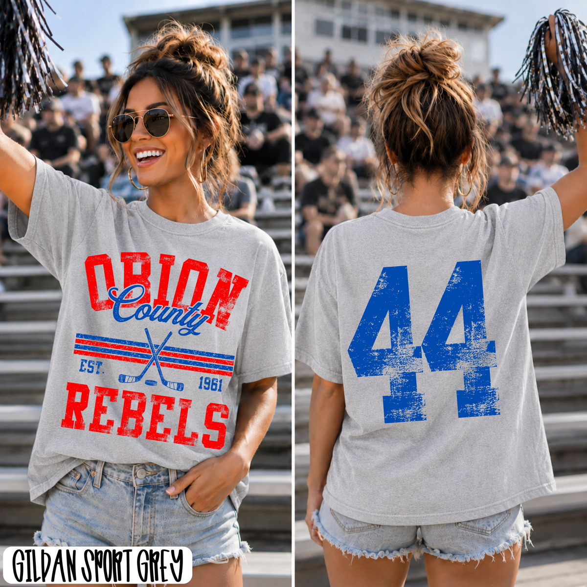 CUSTOMIZABLE - Distressed Stripes Hockey BACK