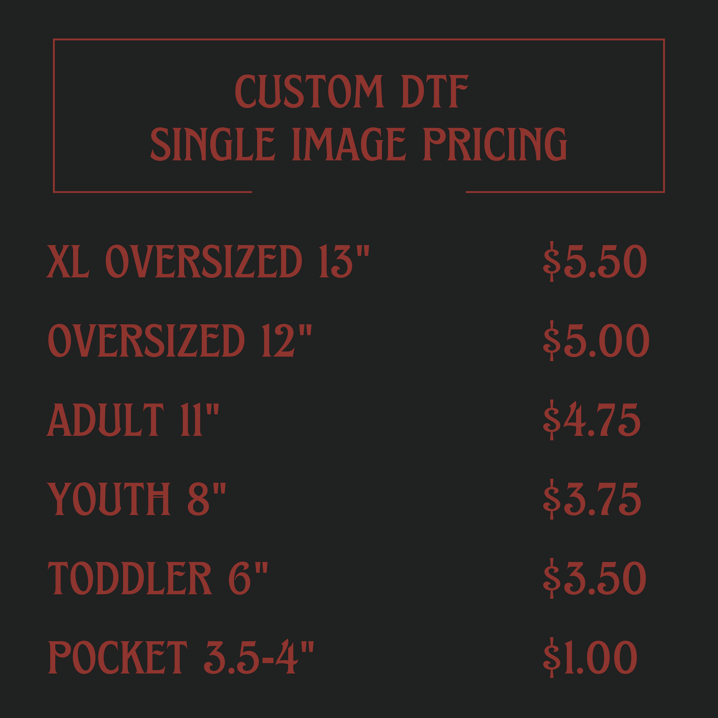Custom DTF Single Image