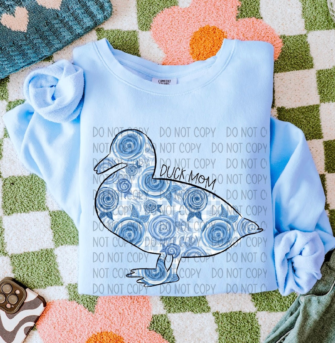 Blue Floral Farm Animals