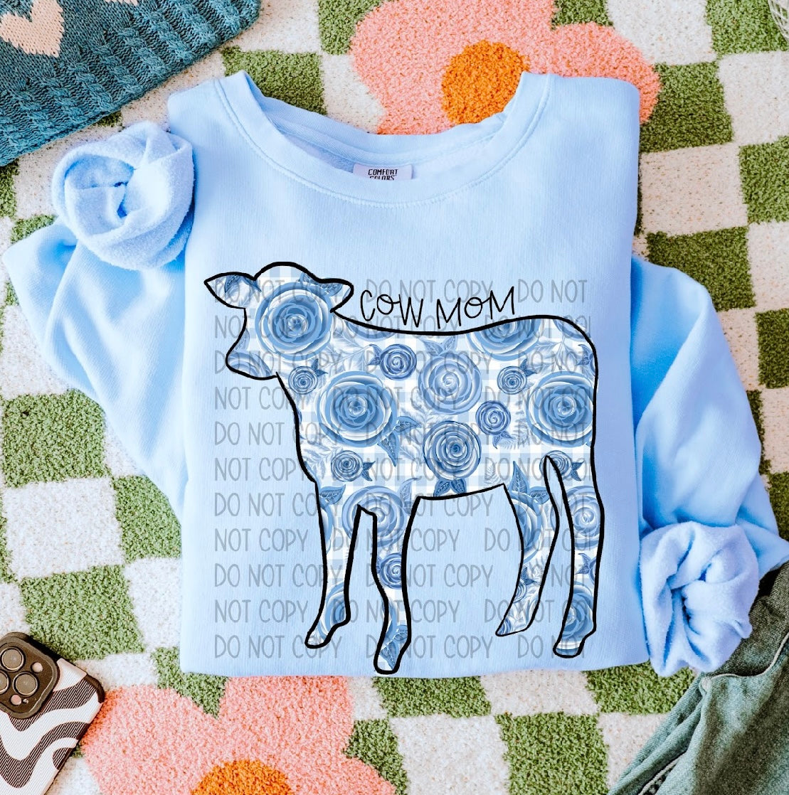 Blue Floral Farm Animals