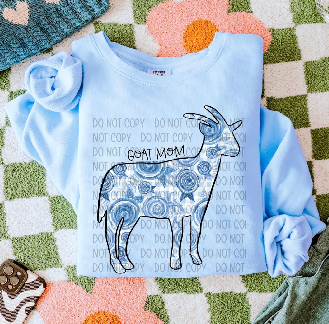 Blue Floral Farm Animals