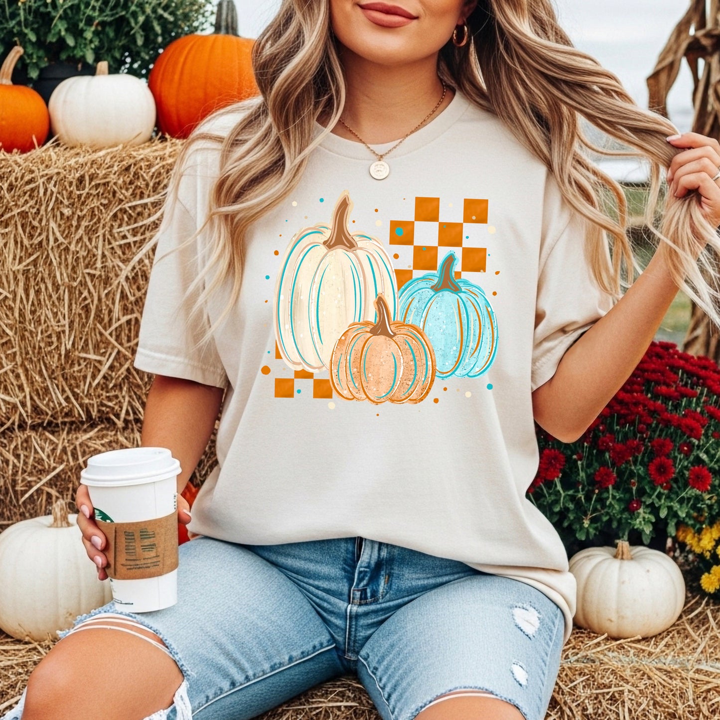 3 Pumpkins With Checker