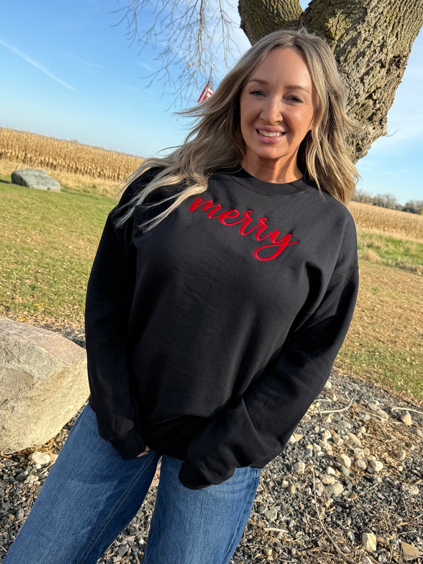 Embroidered Merry Sweatshirts