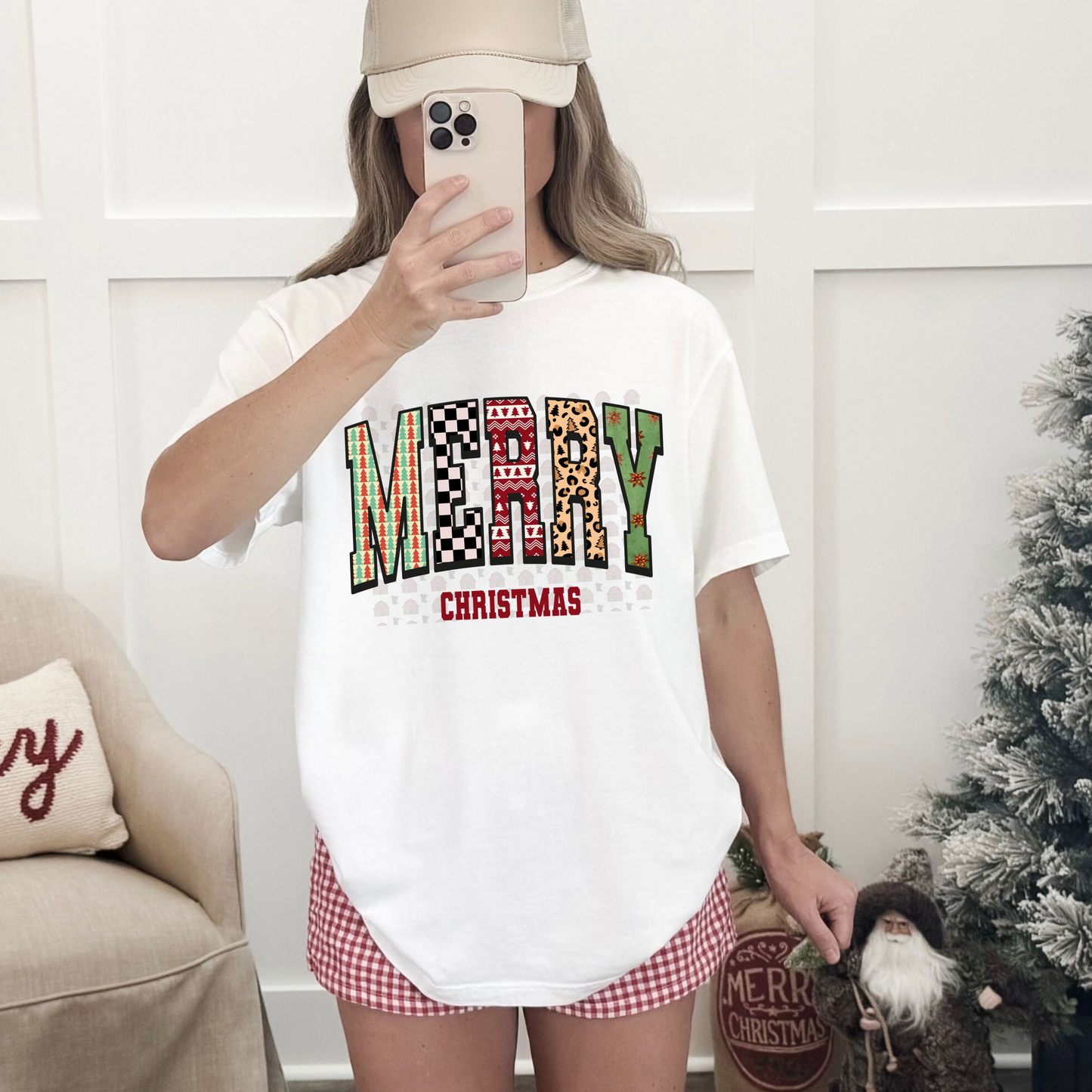 Leopard Checkered Patterned Merry Christmas