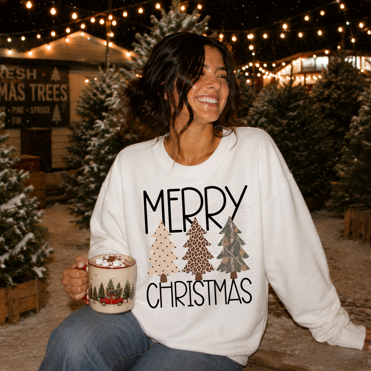 Merry Christmas Patterned Trees
