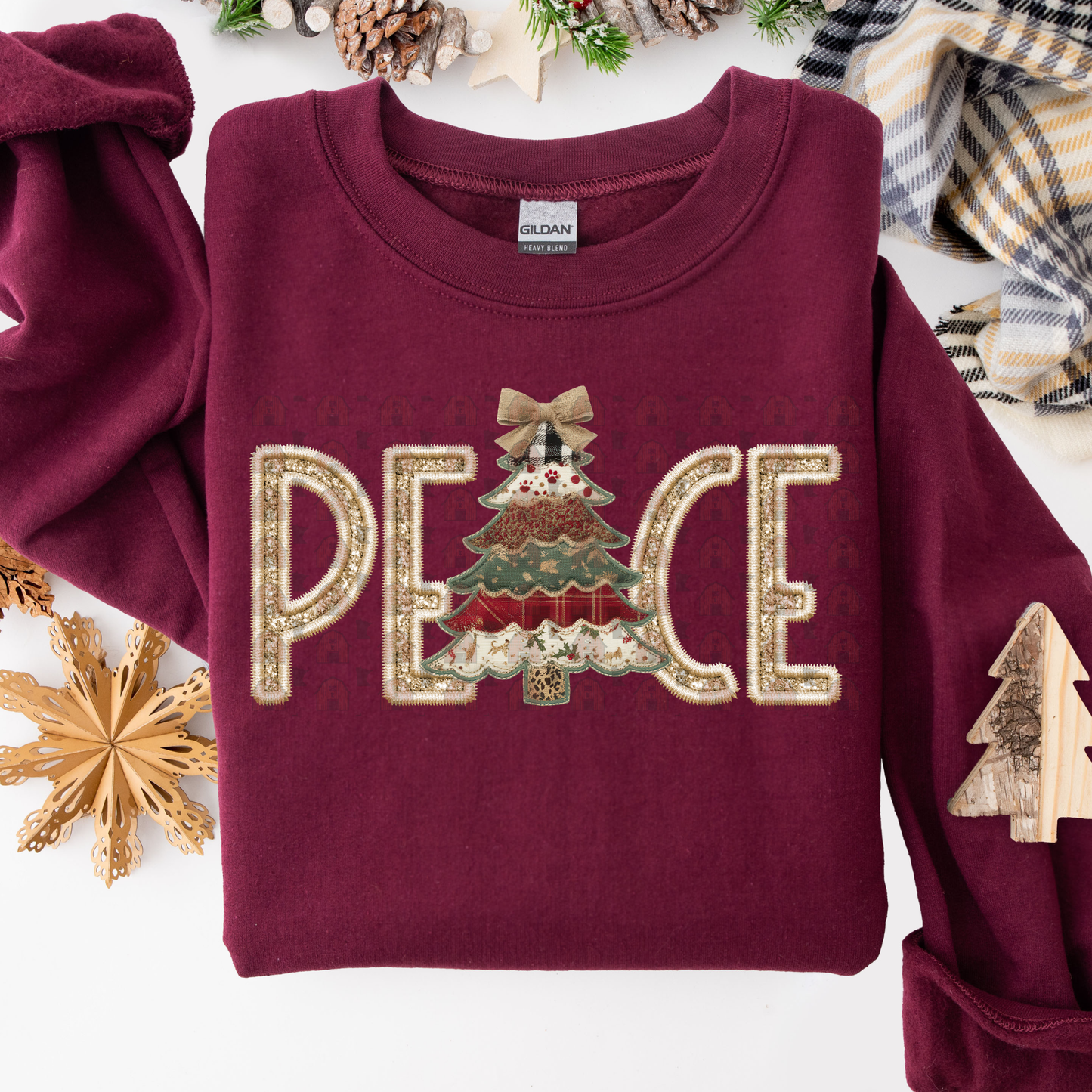 Peach Patchwork Christmas Tree
