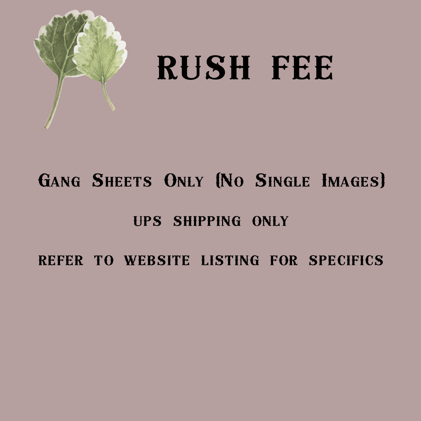 RUSH FEE (GANG SHEETS ONLY / NO SINGLE IMAGES)