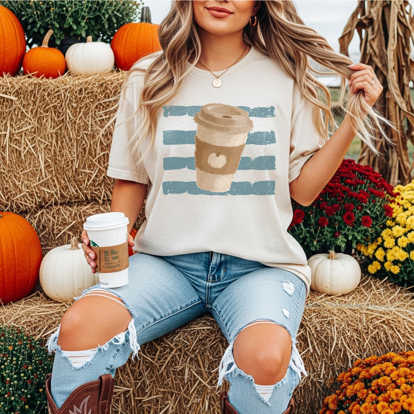Stripes Fall Pumpkin Coffee