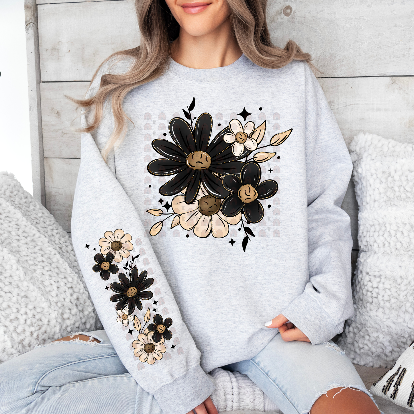 Black And Tan Florals