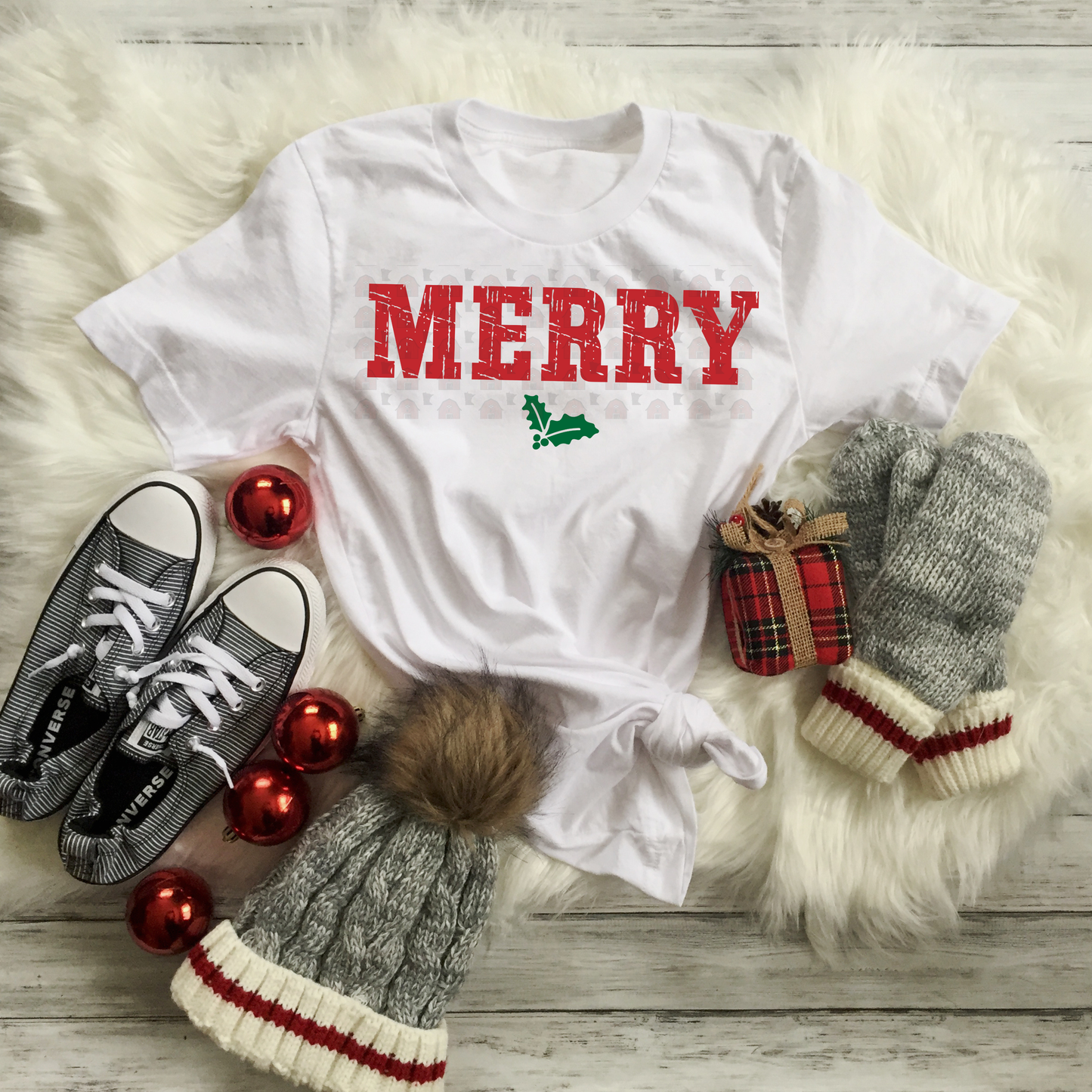 Block Grunge Merry With Holly