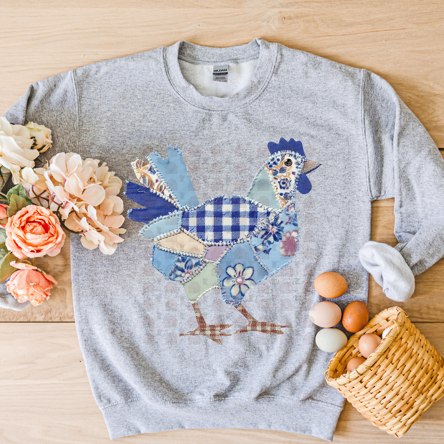 Blue Patchwork Chicken