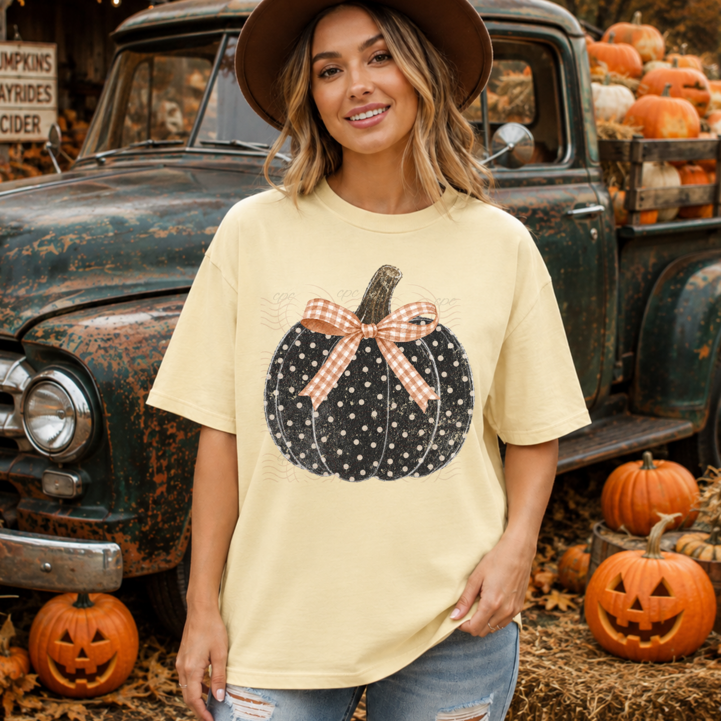 Bow Black Polka Dot Pumpkin