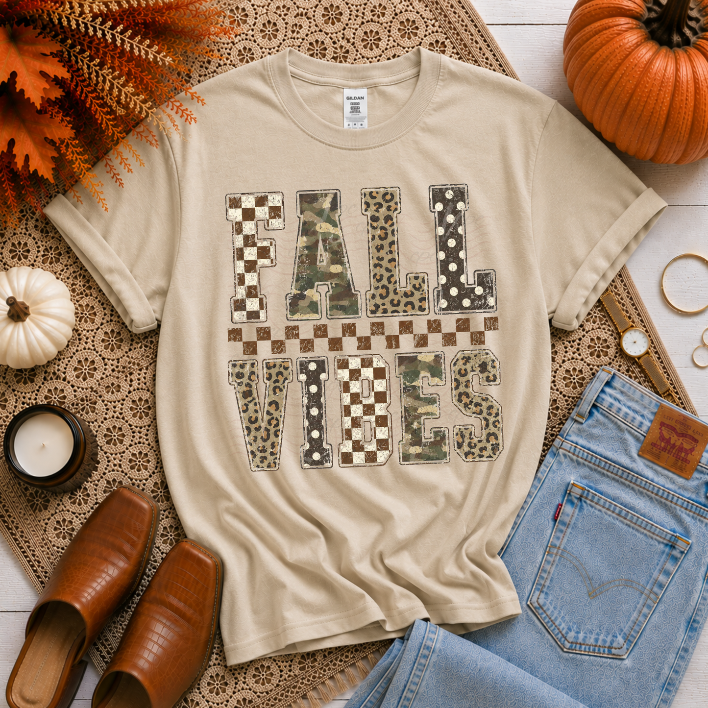 Brown Check Camo Leopard Fall Vibes