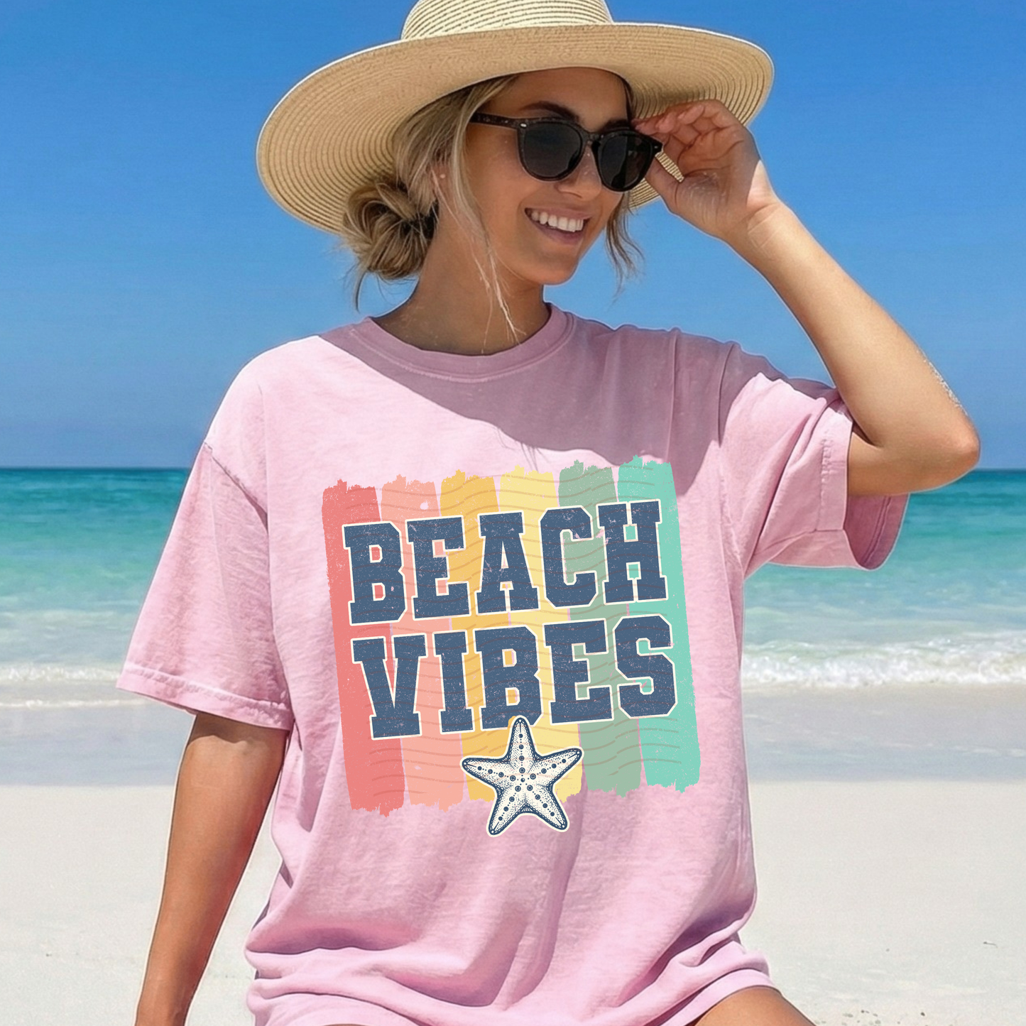 Brushstroke Beach Vibes With Starfish