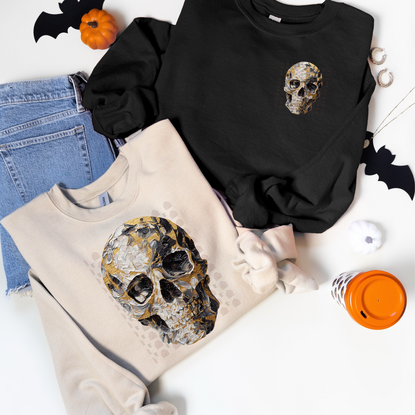 Brushstroke Handpainted Skull