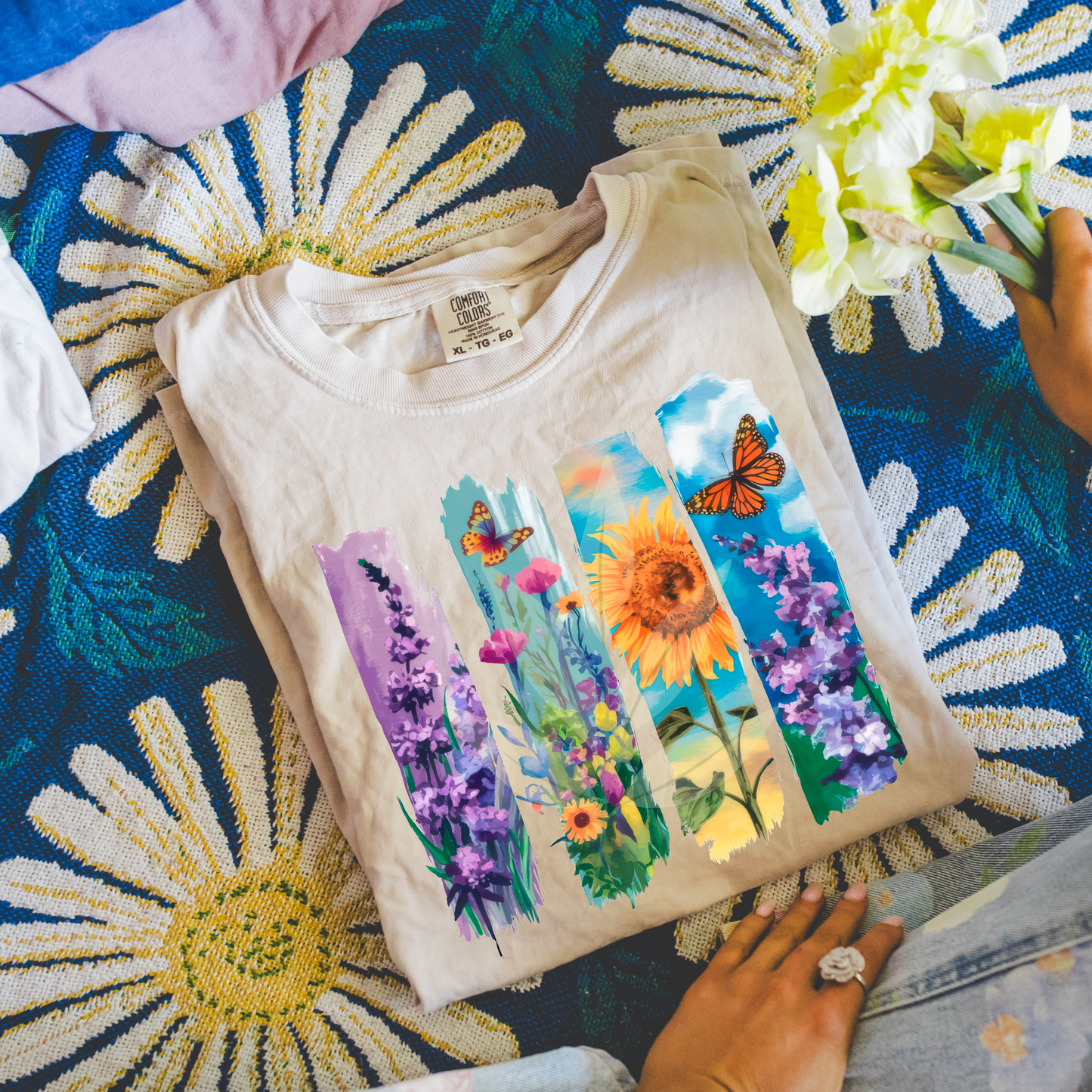 Brushstroke Spring Flowers Grid