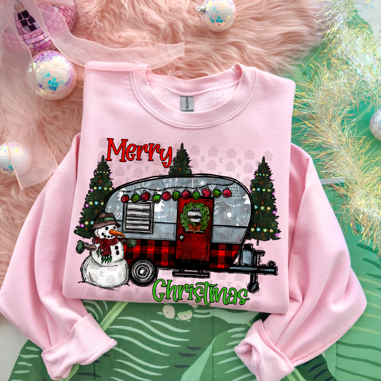 Buffalo Check Camper Merry Christmas