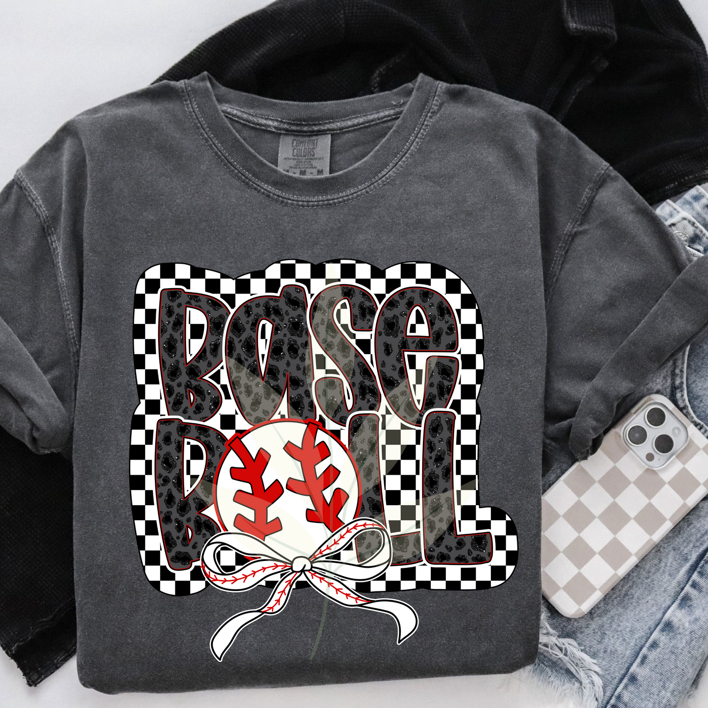 Checkered Baseball With Bow