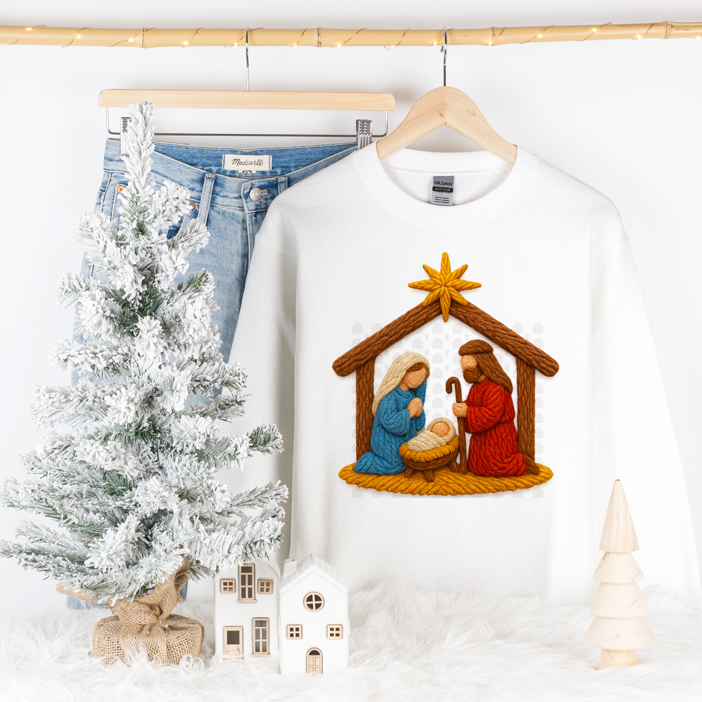 Colorful Yarn Nativity Scene