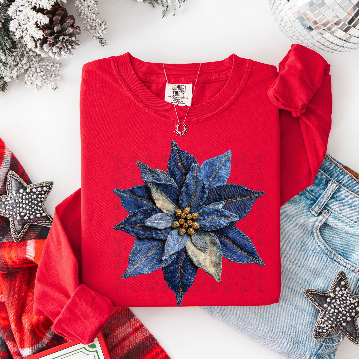Denim Poinsettia Patchwork