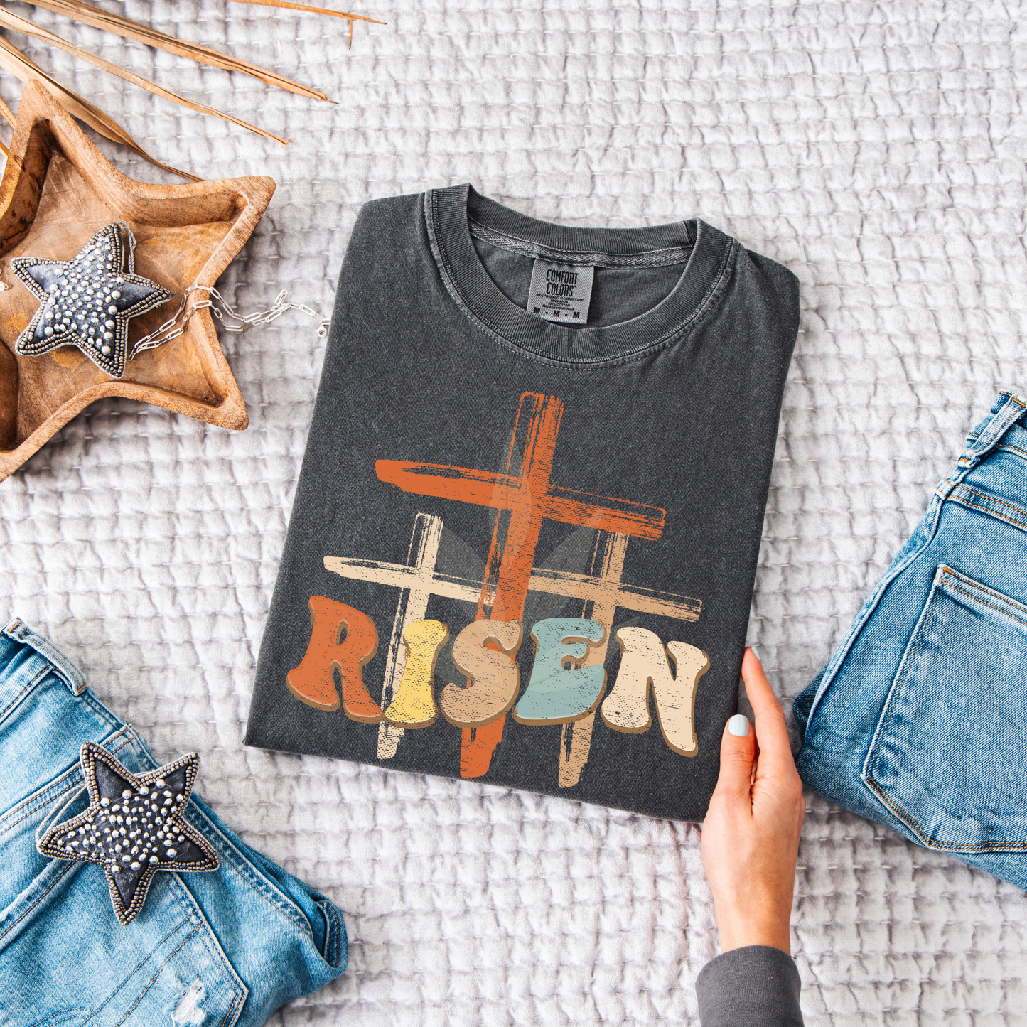 Distressed Risen 3 Crosses