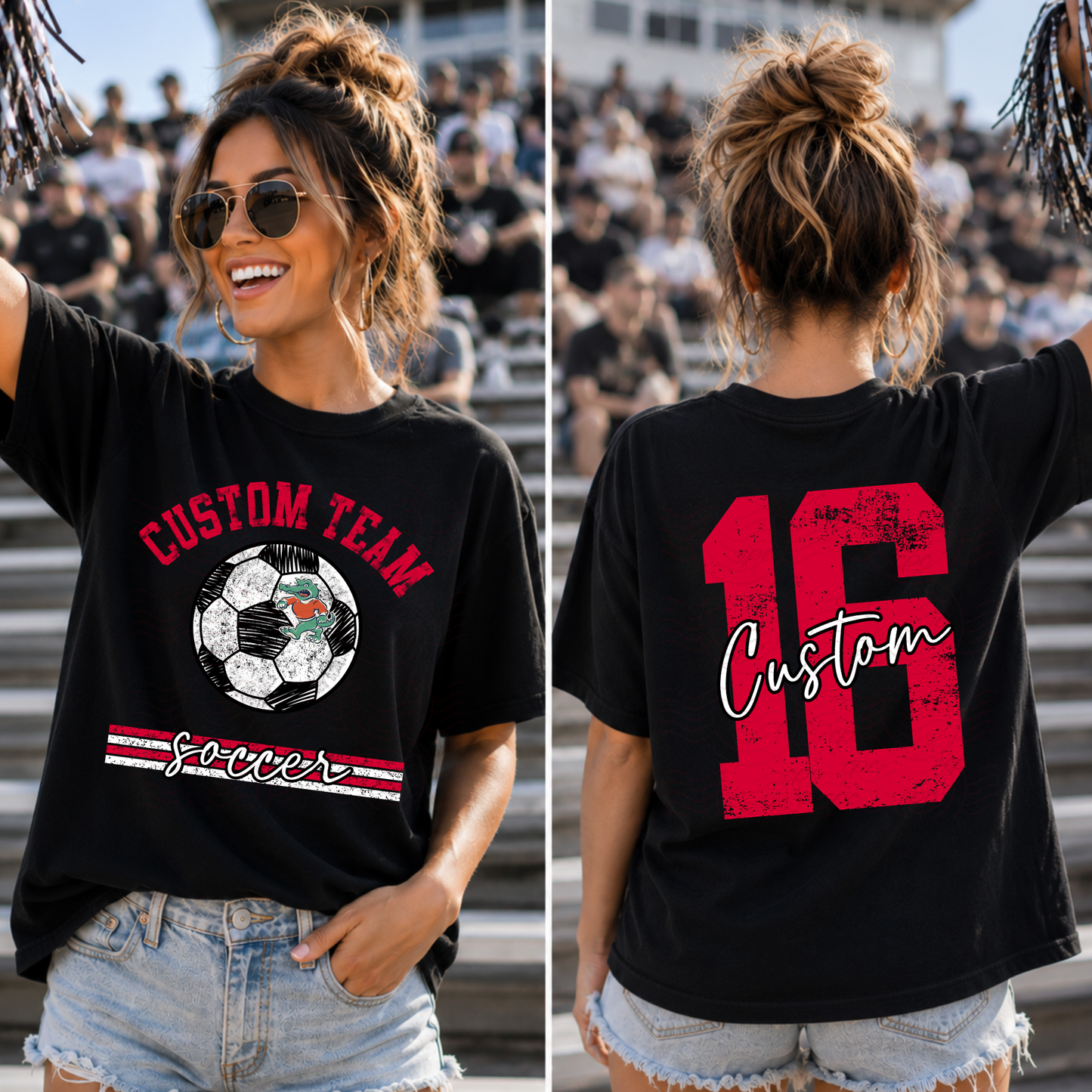 CUSTOMIZABLE - Distressed Soccer With Numbers (FRONT)