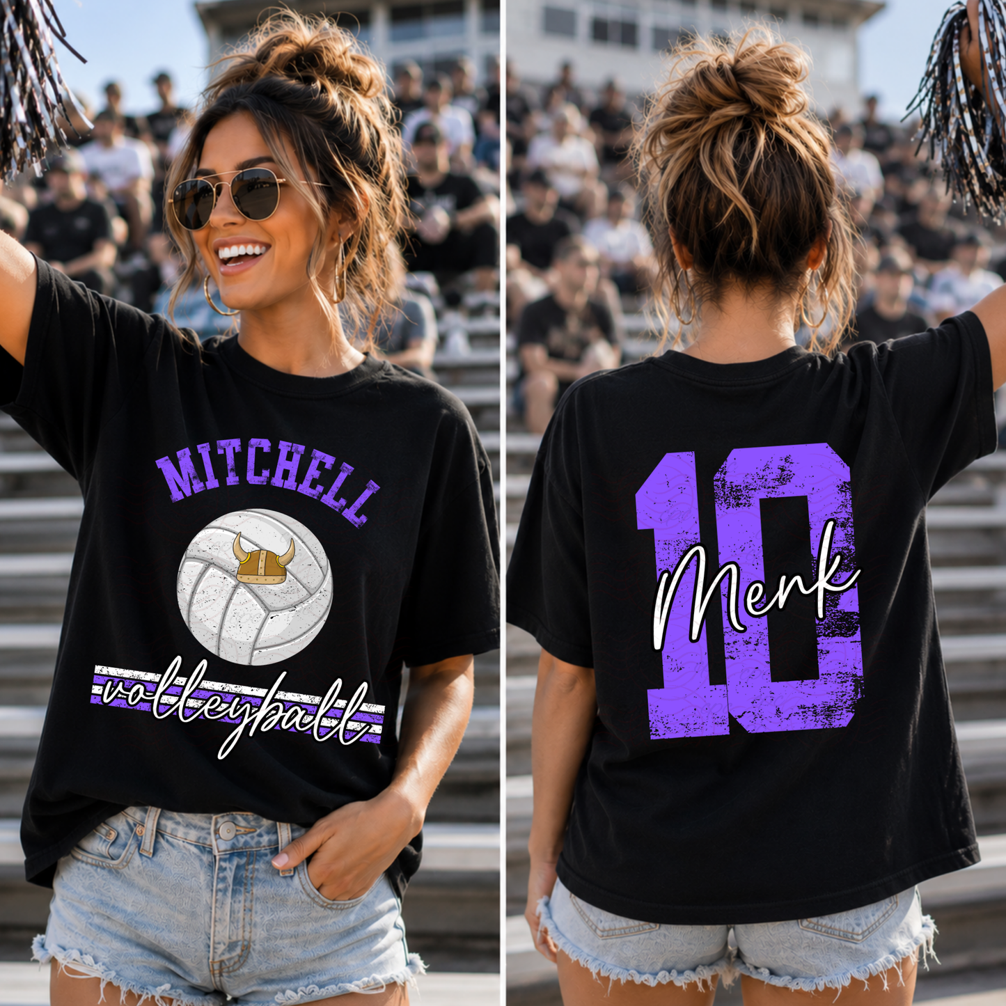 CUSTOMIZABLE - Distressed Volleyball With Numbers (FRONT)