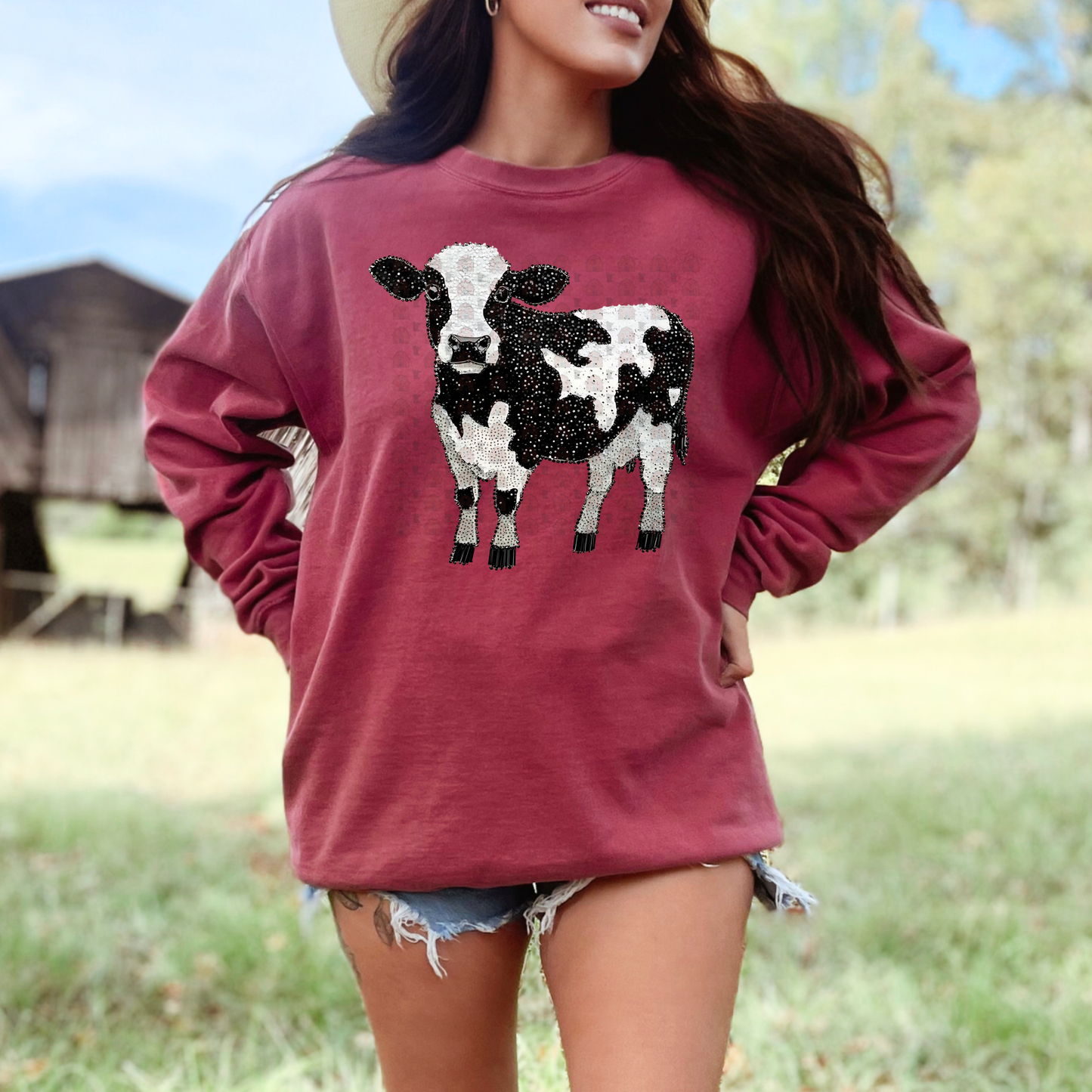 Faux Rhinestone Cow
