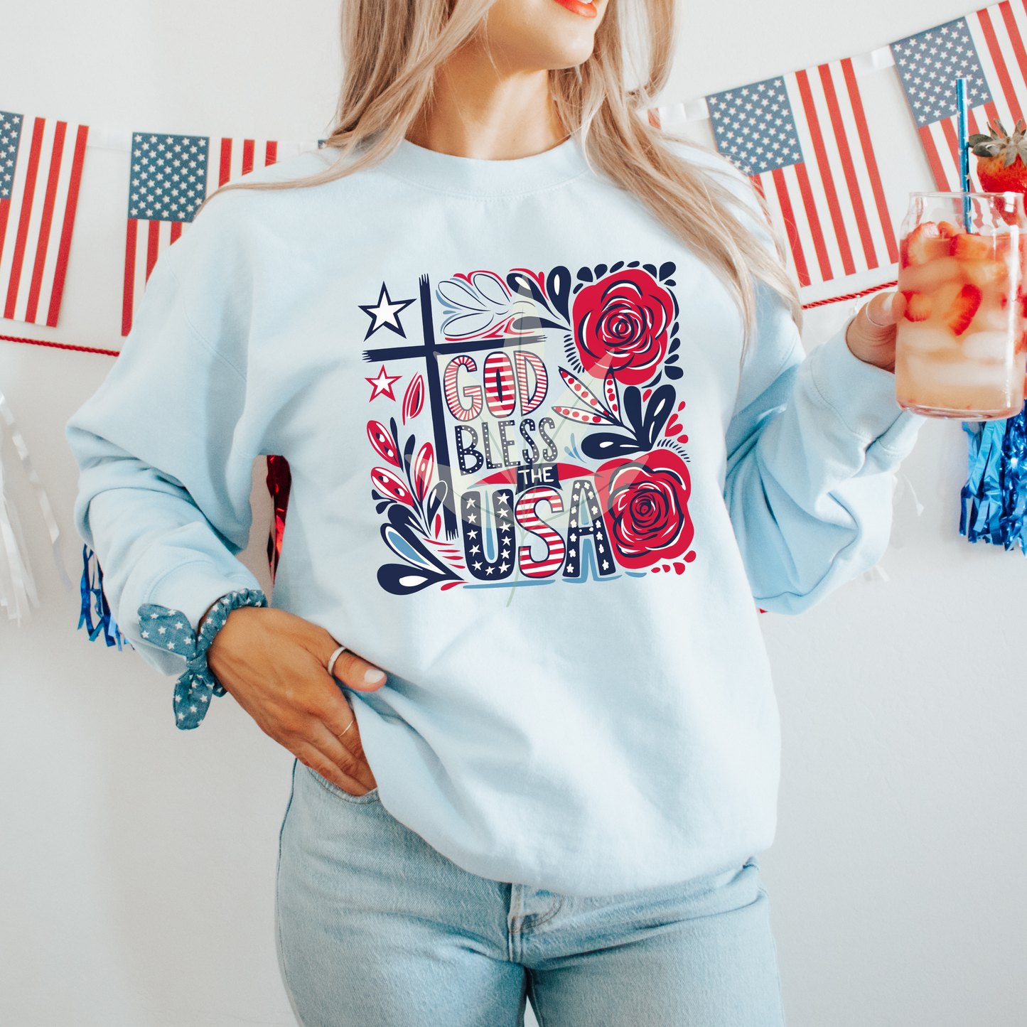 Floral God Bless The USA