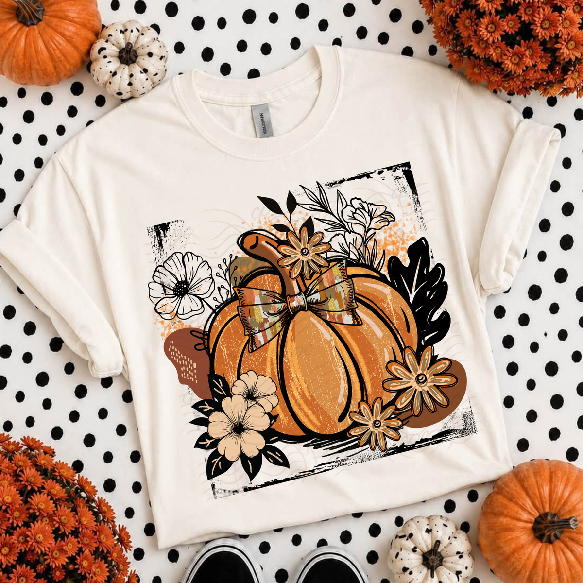 Flowers Retro Boho Pumpkin