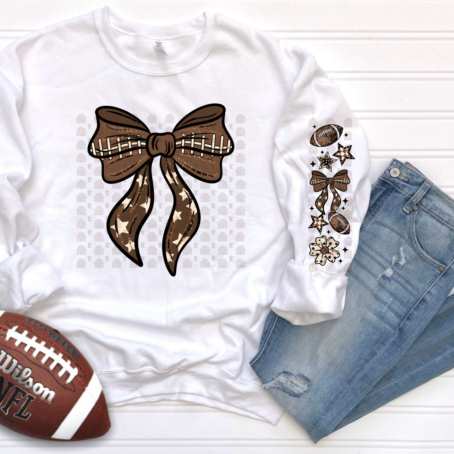 Game Day Football Bow And Stars
