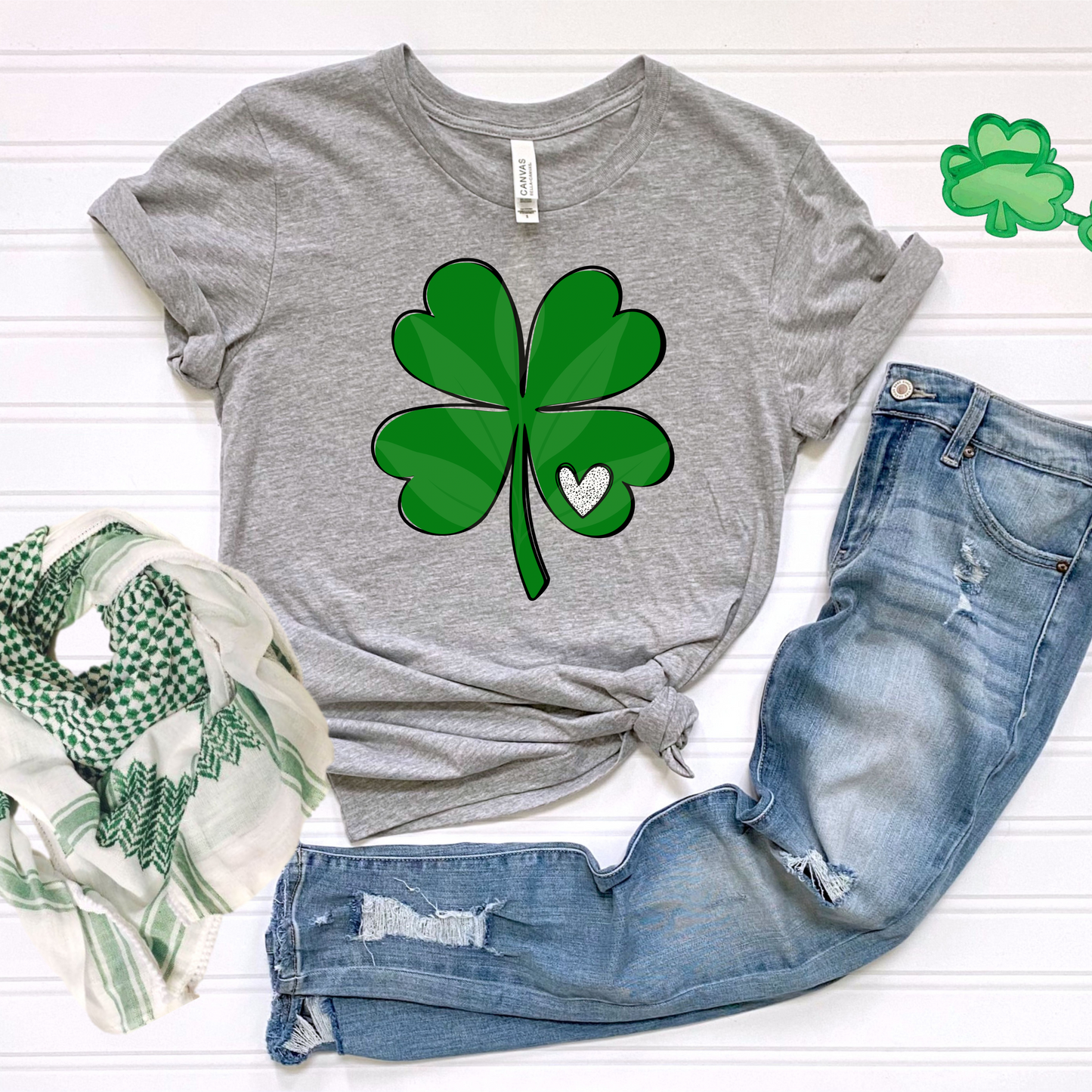 Green Shamrock With Heart