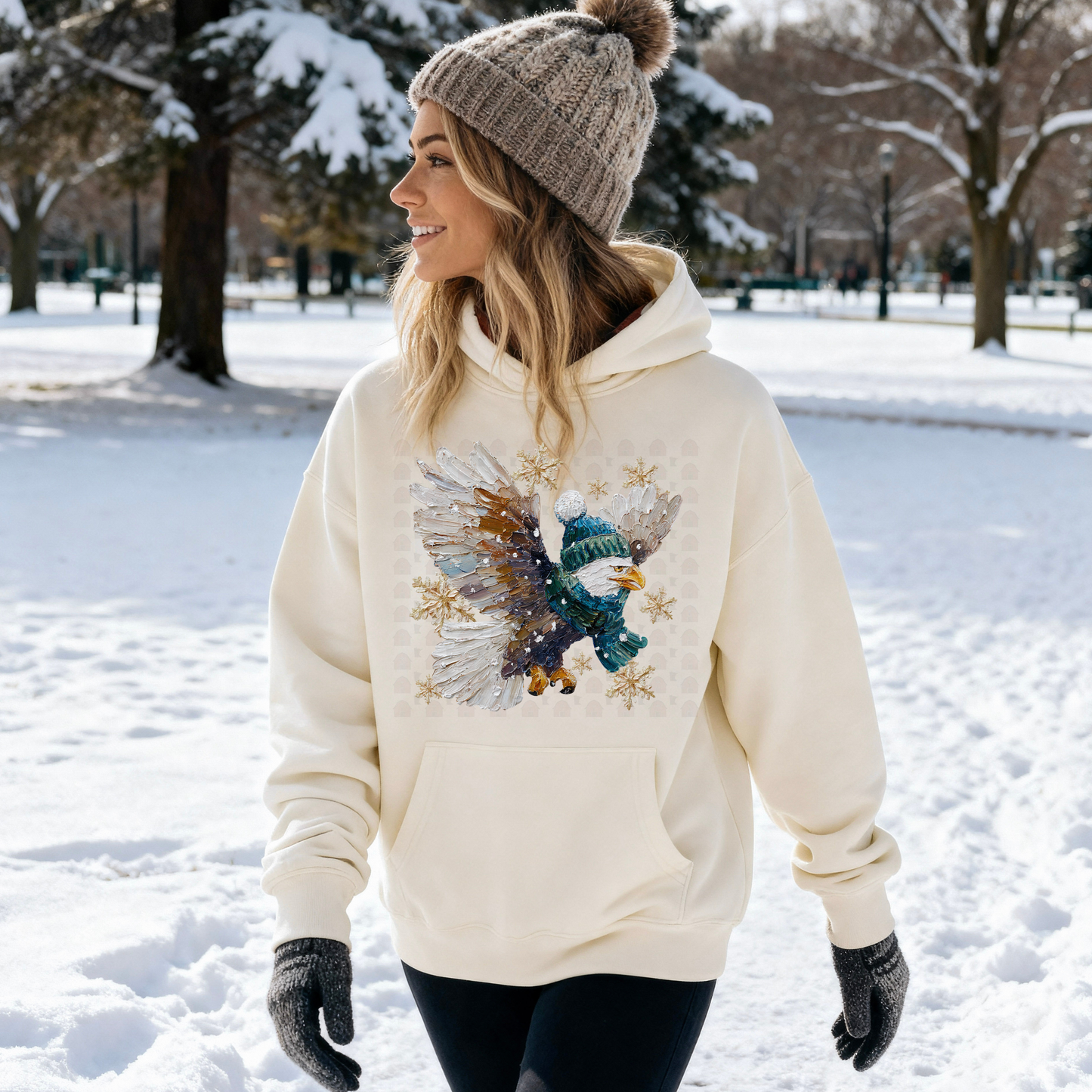 Hand Painted Winter Eagle