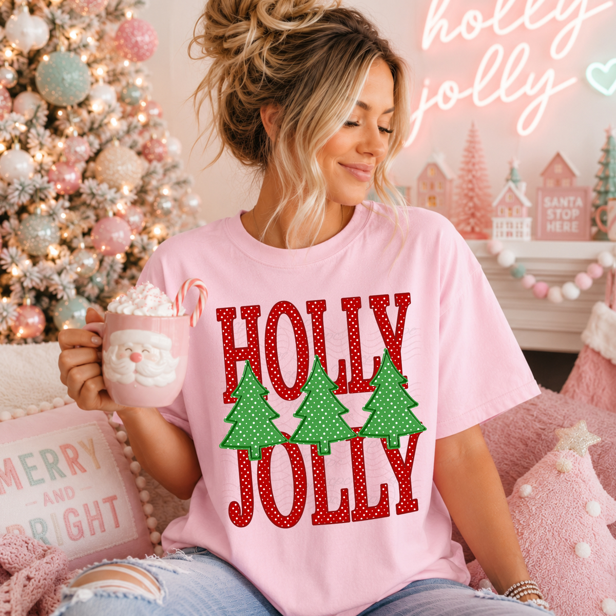 Holly Jolly Green Polka Dot Trees