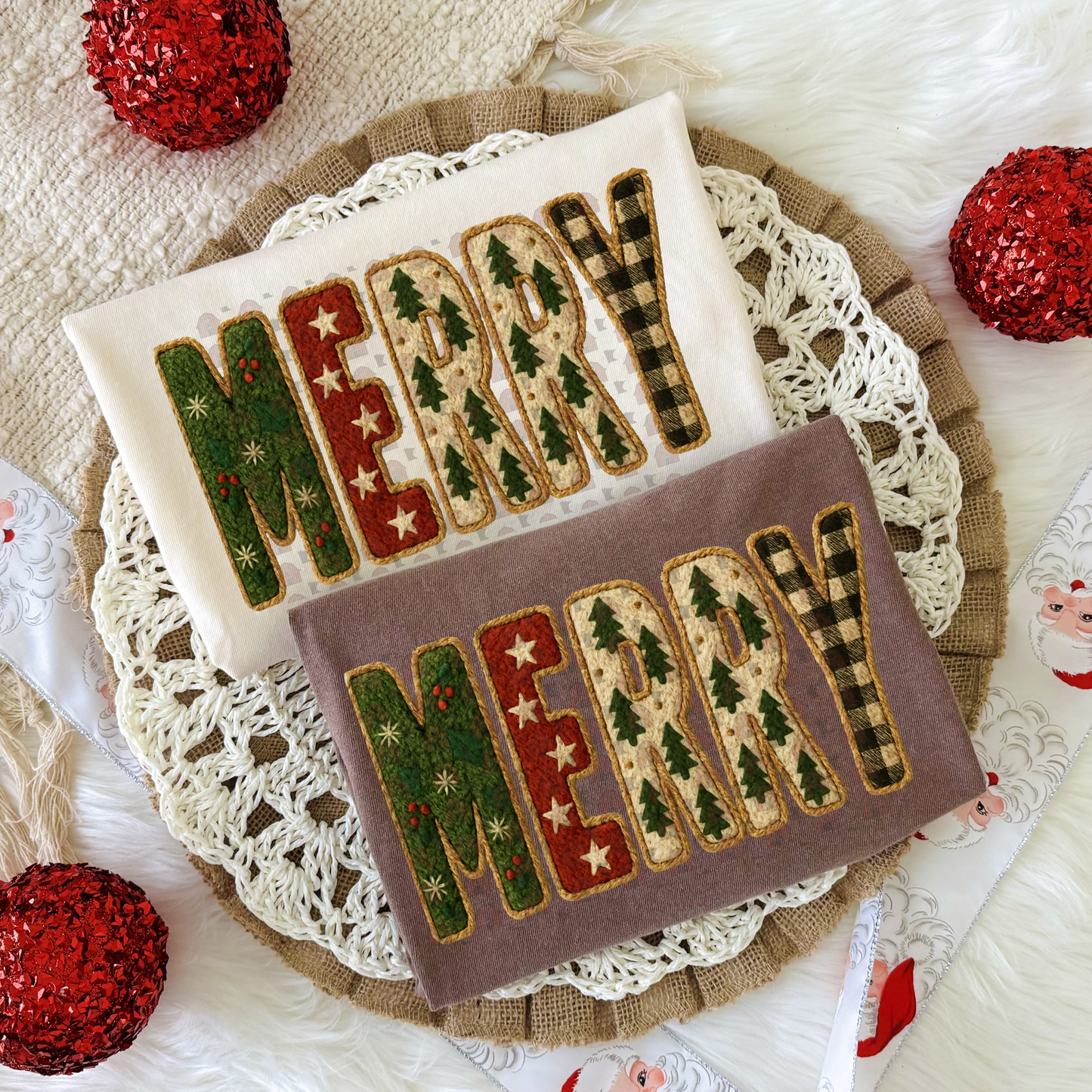 Holly Stars Trees Checkers Merry