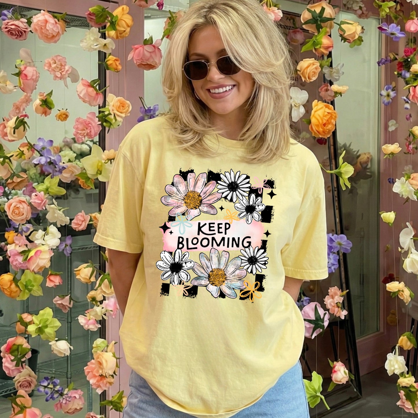 Keep Blooming Floral Check