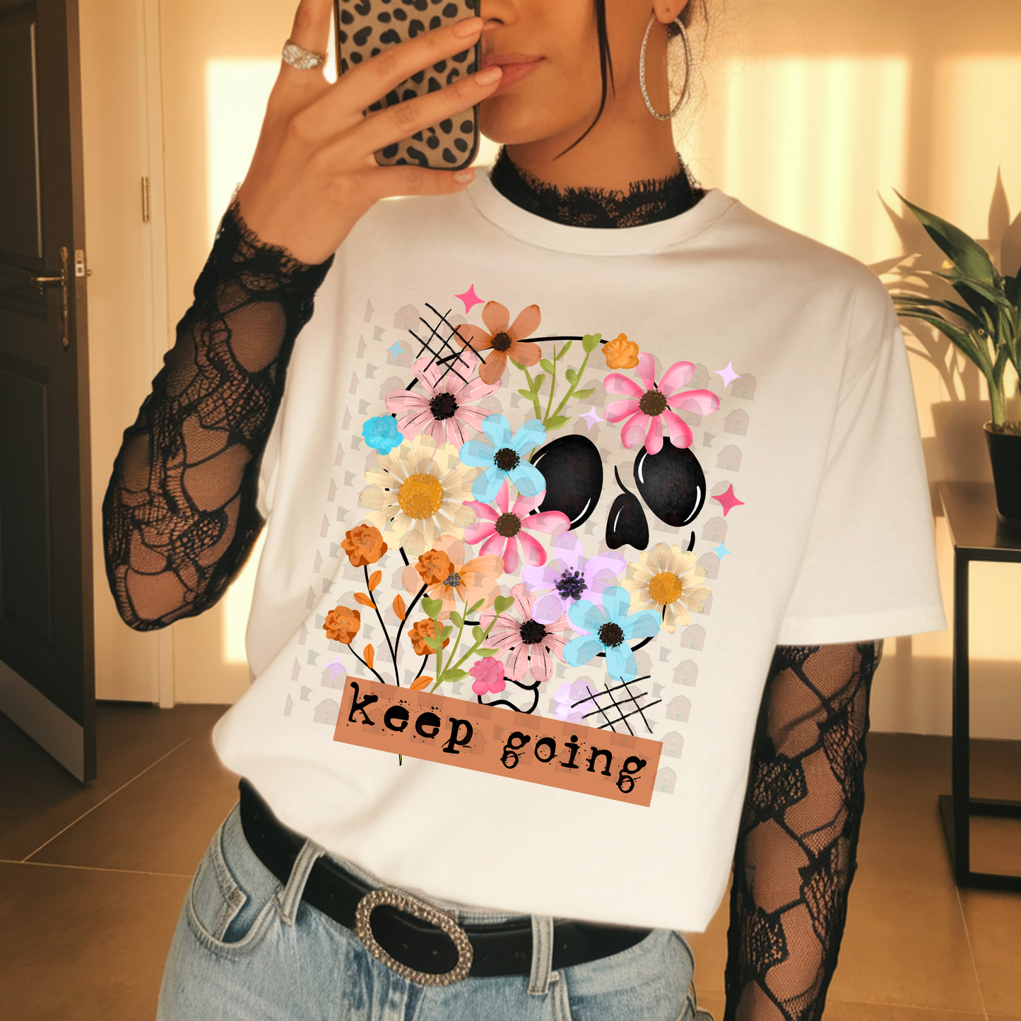 Keep Going Floral Hidden Skull