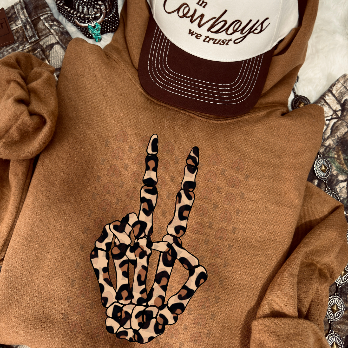 Leopard Peace Skeleton Hand