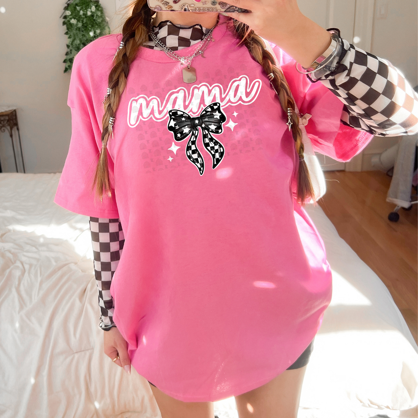 Mama Checkered Bow