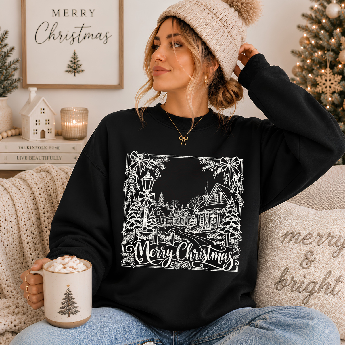 Merry Christmas Village Silhouette