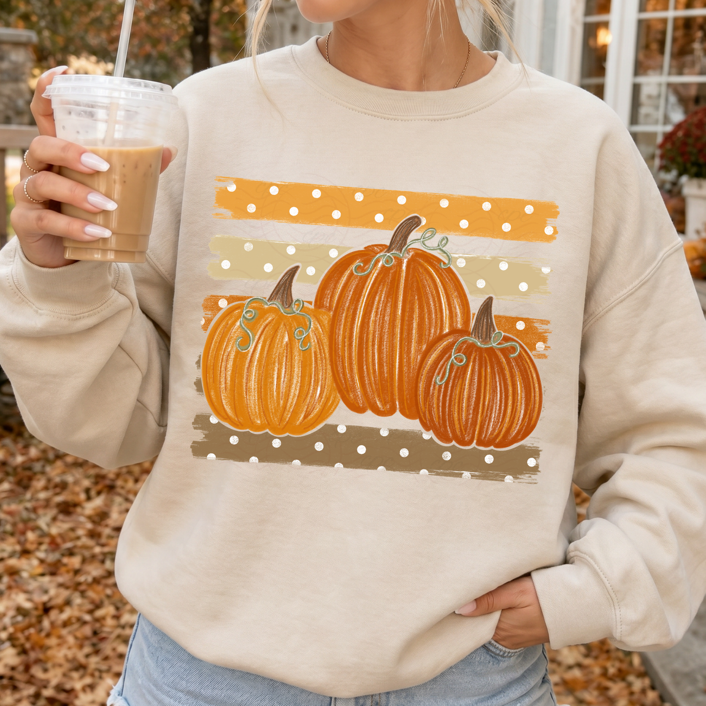 Neutral Polka Dot Stripes Pumpkins