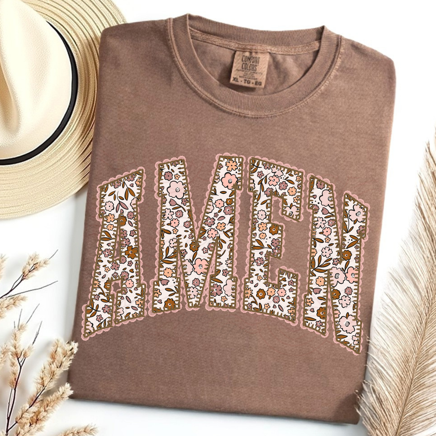 Pink And Brown Florals Amen