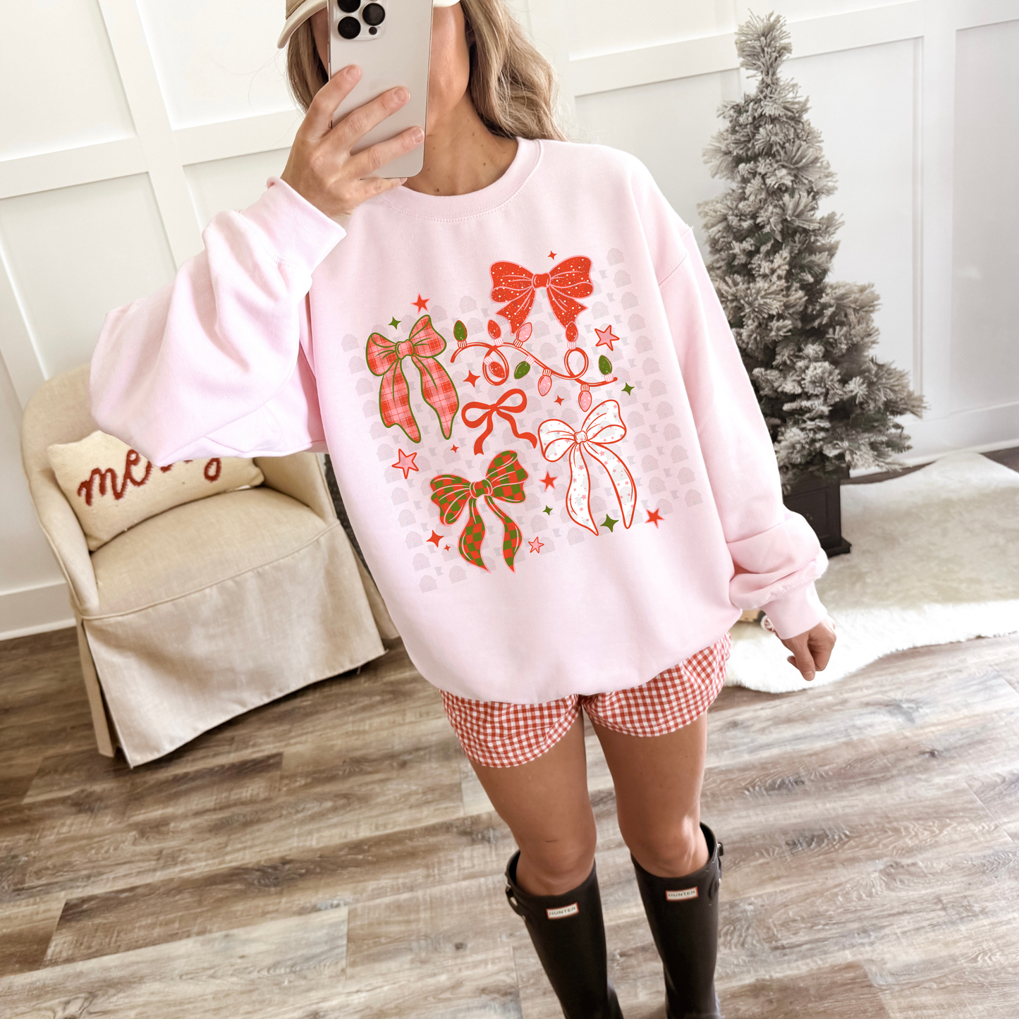 Pink Red White Christmas Bows