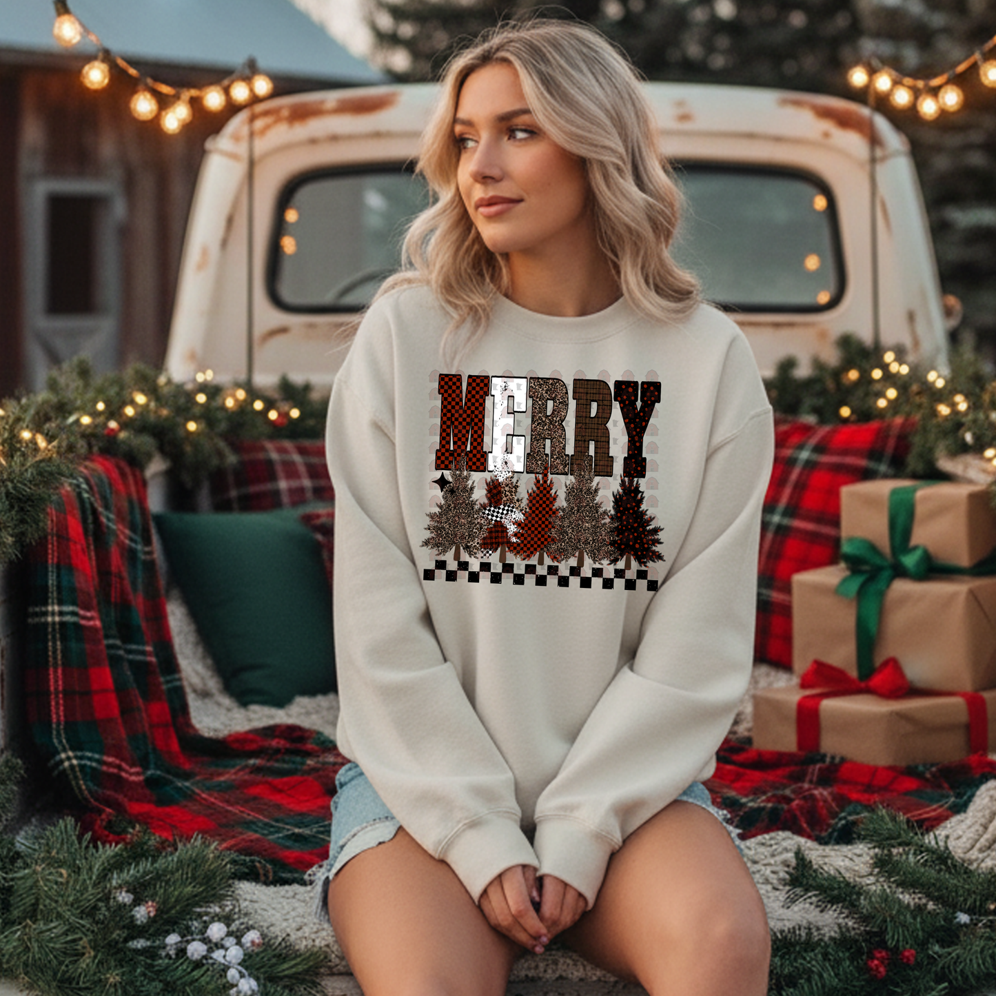 Red Black Plaid Leopard Merry Patterned Trees