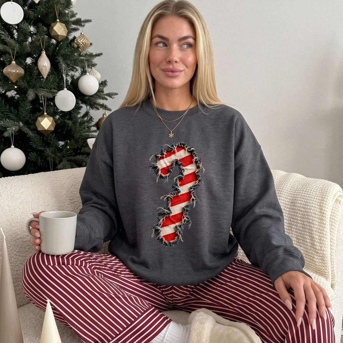 Ripped Torn Candy Cane