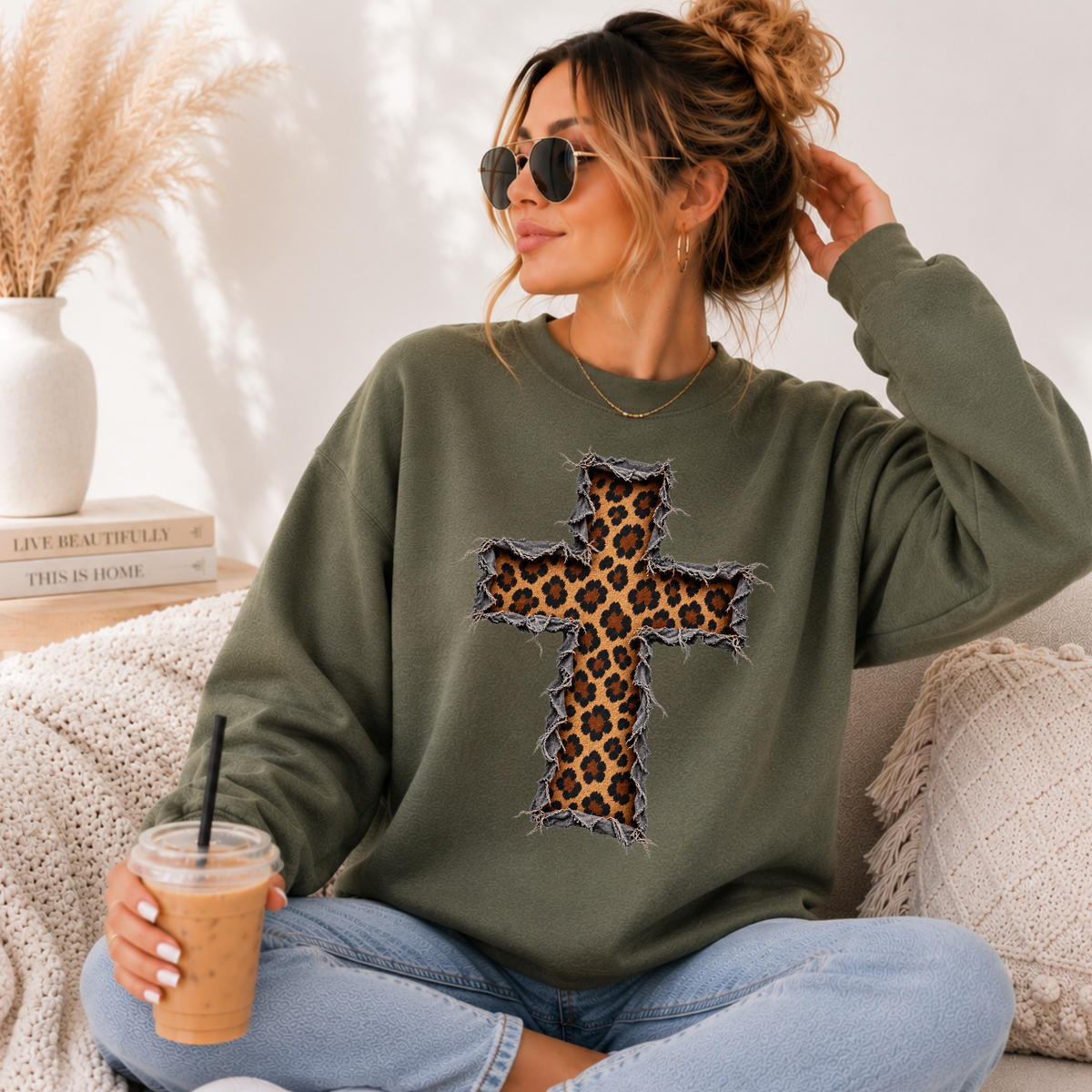 Ripped Torn Leopard Cross