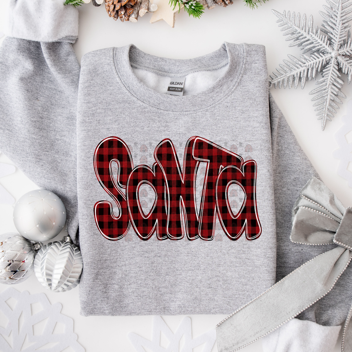 Santa Funky Doodle Buffalo Check