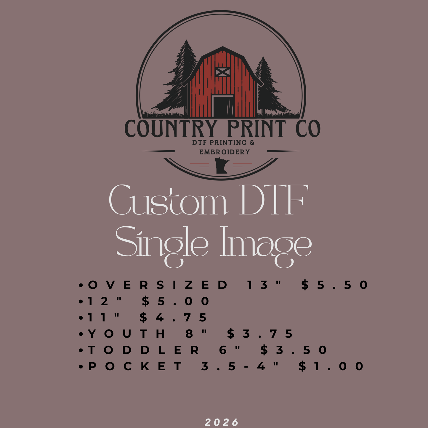 Custom DTF Single Image