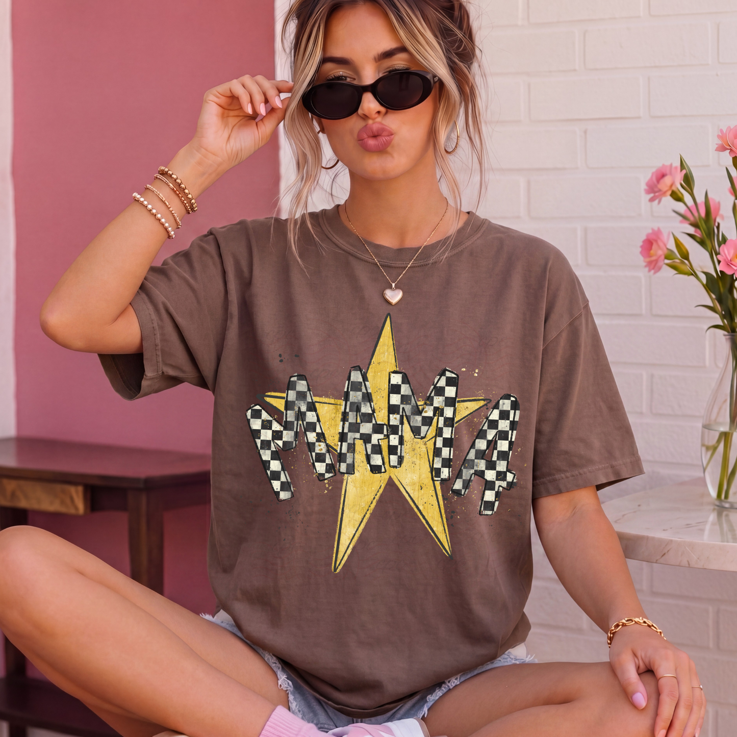 Splatter Star Mama Checkered